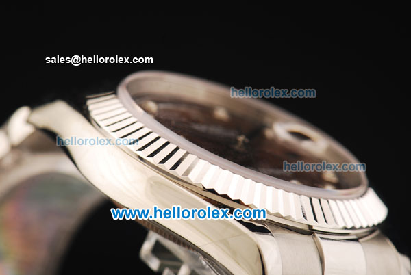 Rolex Day-Date II Automatic Movement Full Steel with Brown Dial and Diamond Markers - Click Image to Close